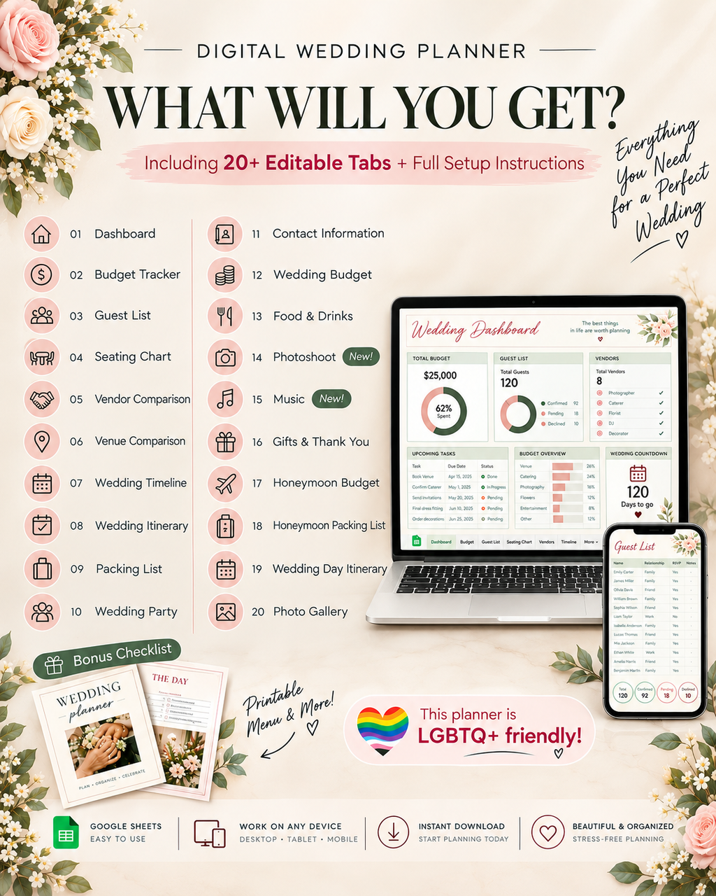 The Stress-Free Wedding Planner | Budget, Guests, Vendors & Timeline